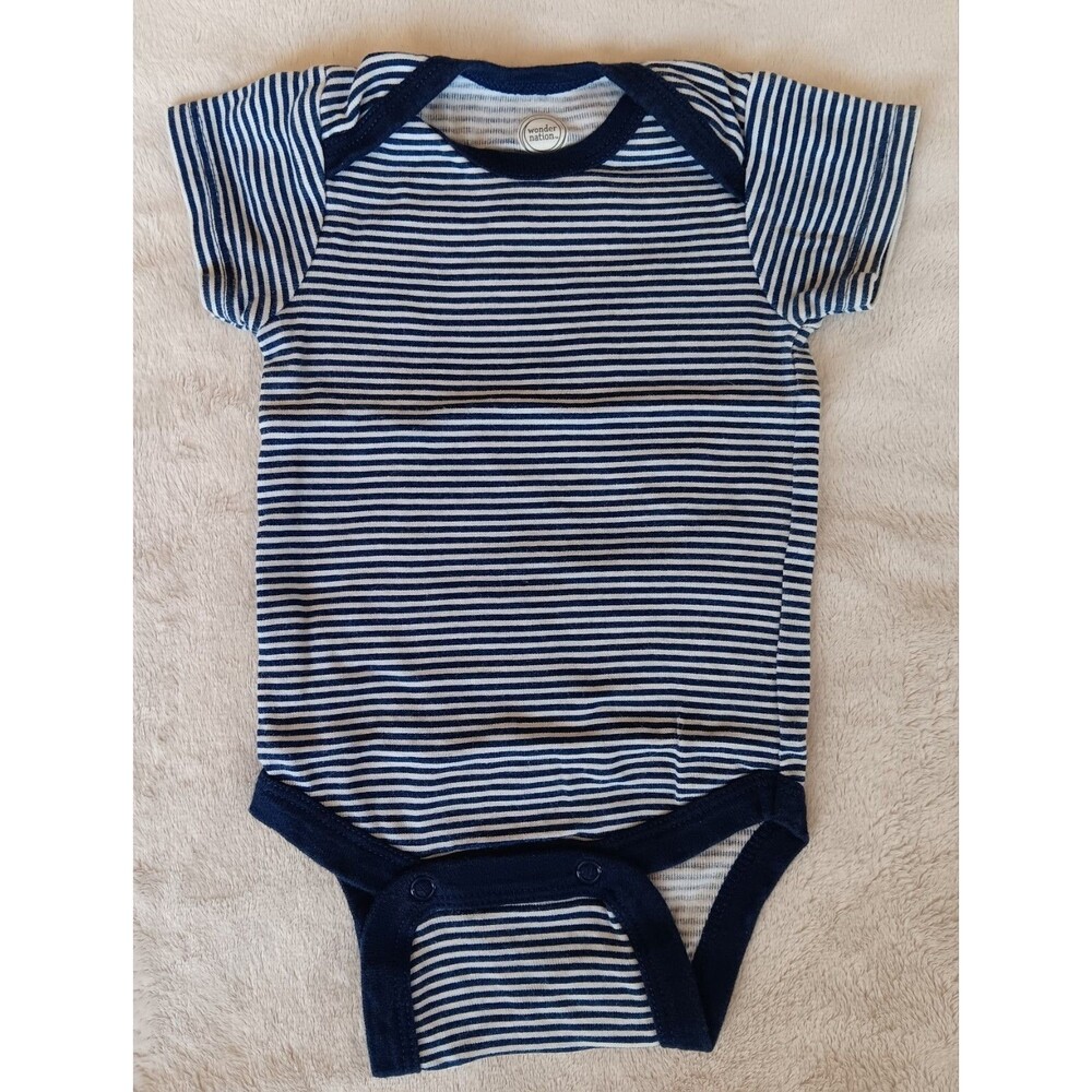 shirt 0 To 3 months Boys New Wonder Nation Short sleeve Gray Blue Striped baby
